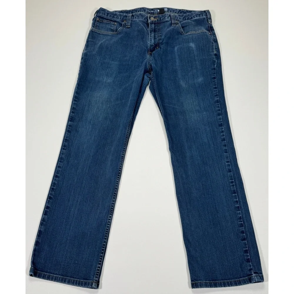 Carhartt Rugged Flex Straight Fit Jeans Mens 36x30 Blue Workwear Distressed